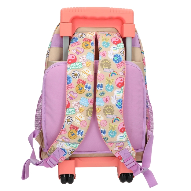 TOPModel - School Backpack Trolley GIRL POWER - Beige, Lilac, Coral - 34x24x50 cm (413286)