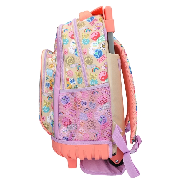 TOPModel - School Backpack Trolley GIRL POWER - Beige, Lilac, Coral - 34x24x50 cm (413286)