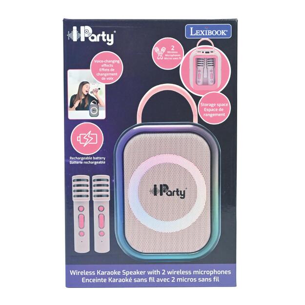 Lexibook - Pink Bluetooth karaoke with 2 wireless microphones ()