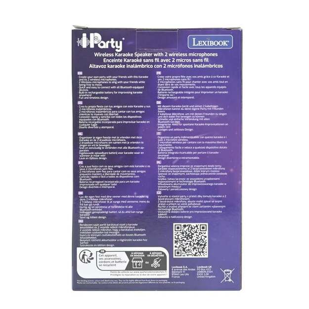 Lexibook - Pink Bluetooth karaoke with 2 wireless microphones ()