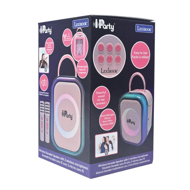 Lexibook - Pink Bluetooth karaoke with 2 wireless microphones ()