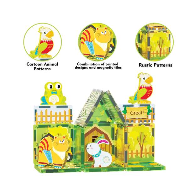 Picasso Tiles - Farm themed set with 8 animals (26 pcs) (PTQ27)