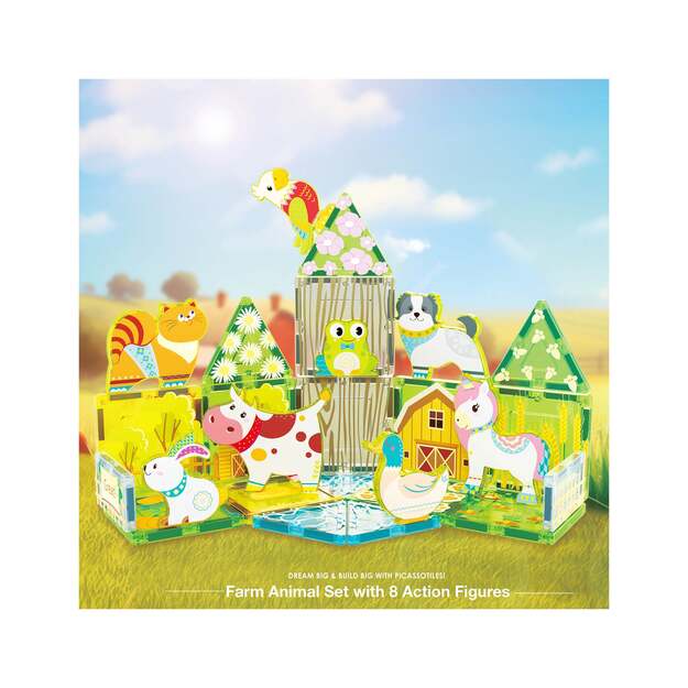 Picasso Tiles - Farm themed set with 8 animals (26 pcs) (PTQ27)