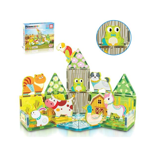 Picasso Tiles - Farm themed set with 8 animals (26 pcs) (PTQ27)