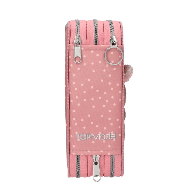TOPModel - Triple Pencil Case JUICY - Dusky Pink with Orange Dots (413323)