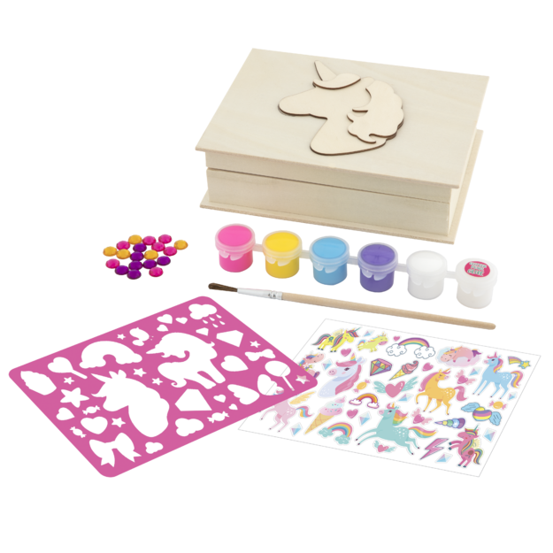 Moxy - DYO Wooden Unicorn Jewellery Box +6 paint/stickers (200050)