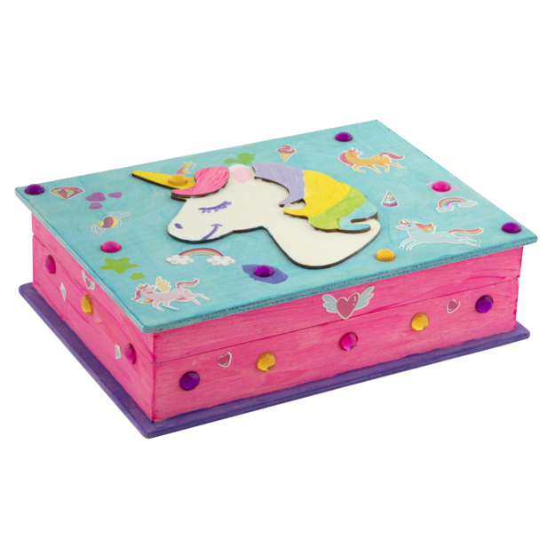 Moxy - DYO Wooden Unicorn Jewellery Box +6 paint/stickers (200050)