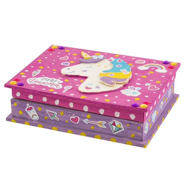 Moxy - DYO Wooden Unicorn Jewellery Box +6 paint/stickers (200050)