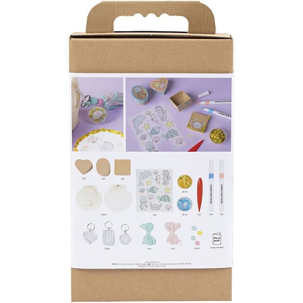 Craft Kit Decoration - Boxes - shells - key rings - pastel colours (977847)