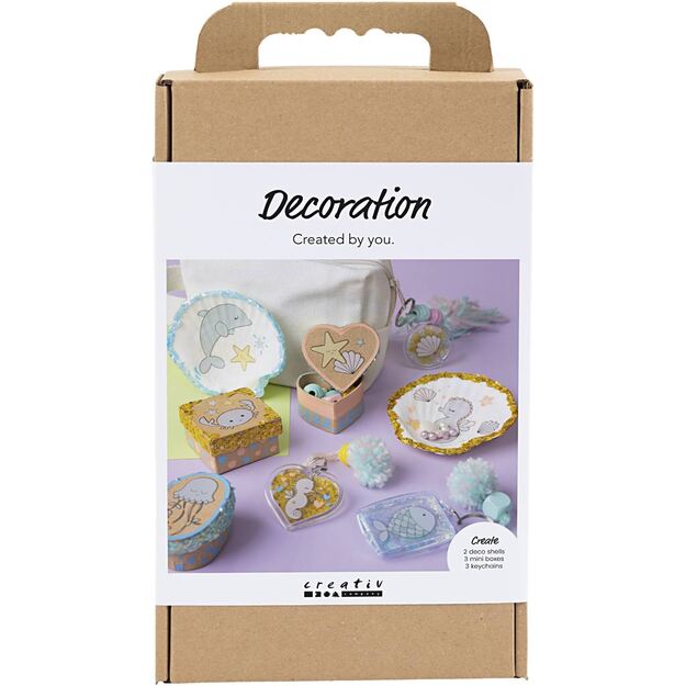 Craft Kit Decoration - Boxes - shells - key rings - pastel colours (977847)