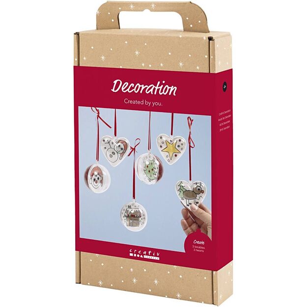 DIY Kit Decoration - 1 Set of Christmas Baubles and Hearts