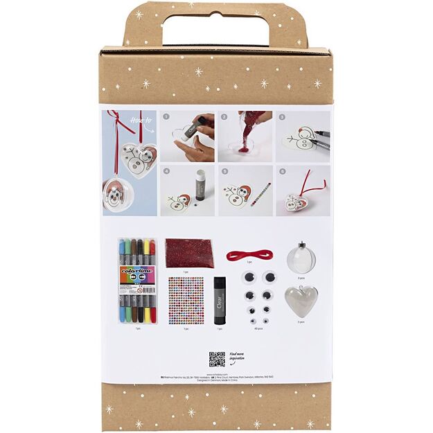 DIY Kit Decoration - 1 Set of Christmas Baubles and Hearts