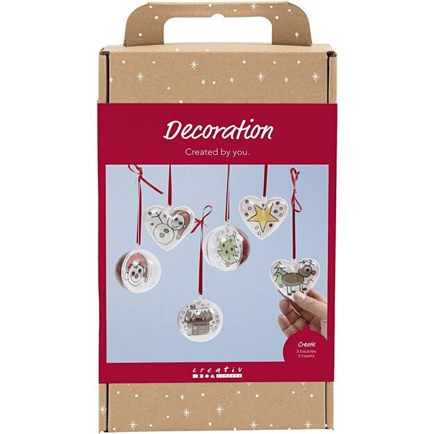 DIY Kit Decoration - 1 Set of Christmas Baubles and Hearts