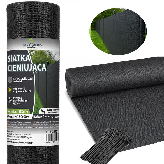 Tvoros padengimo tinklas 1,5 x 50 m, 95 % storio, 180 g + 100 pančių