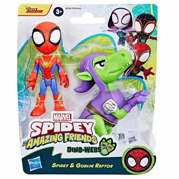 Spidey and His Amazing Friends - Hero Dino Webs - Spidey & Goblin Raptor Action