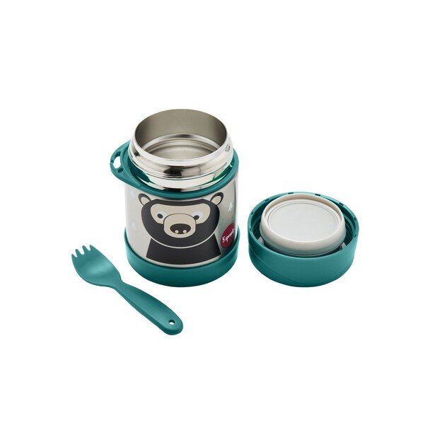 3 Sprouts - Stainless Steel Food Jar and Spork - Teal Bear 2