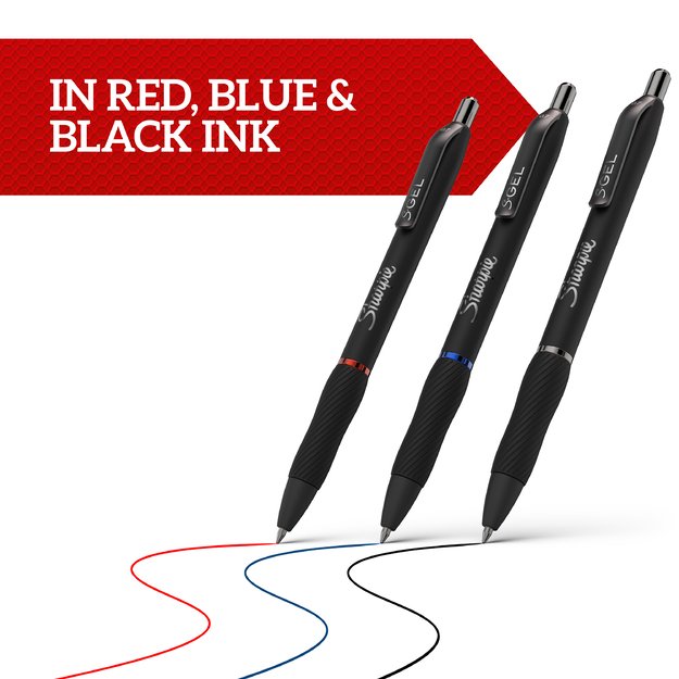 Sharpie - S-Gel Gel Pens - Black, Red & Blue - Medium Point (0.7mm) 2