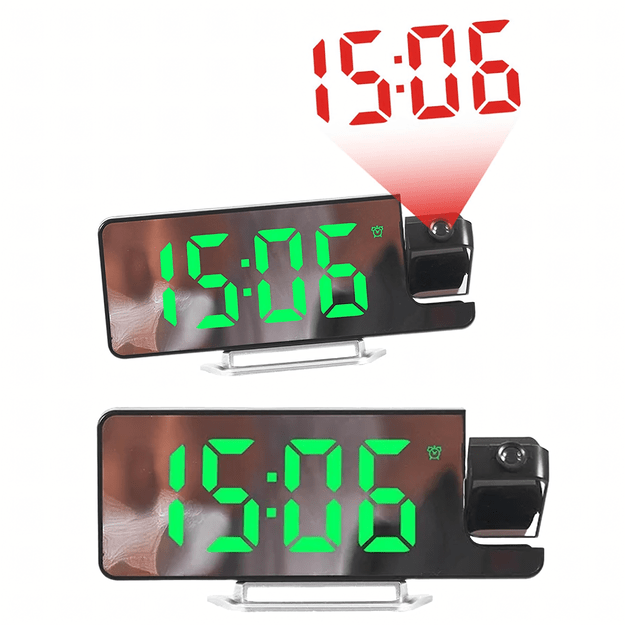 Zegar Elektroniczny Led Budzik Cyfrowy z Projektorem Laserowym Temperatura 