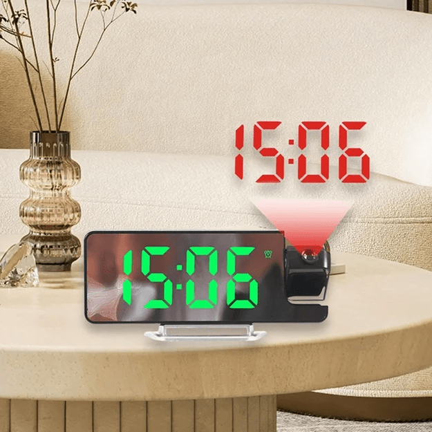Zegar Elektroniczny Led Budzik Cyfrowy z Projektorem Laserowym Temperatura  15