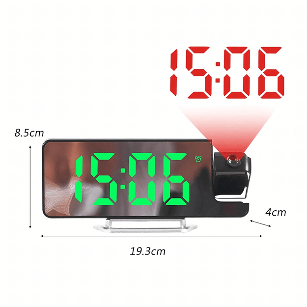 Zegar Elektroniczny Led Budzik Cyfrowy z Projektorem Laserowym Temperatura  7