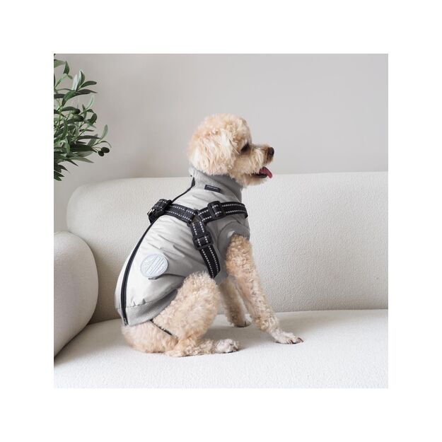 Nordic paws - Dogcoat Thor with harness - Lightgrey - Small 35cm