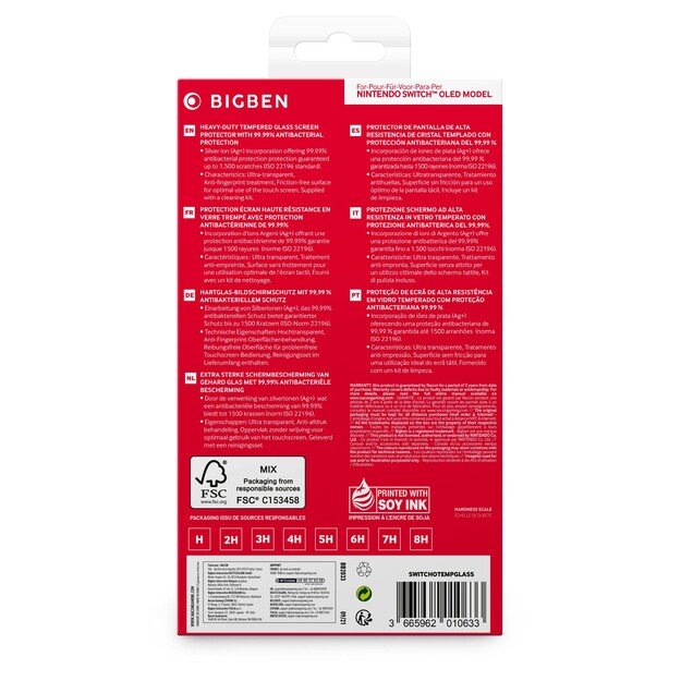 Bigben Tempered Glass Screen Protector - Switch OLED