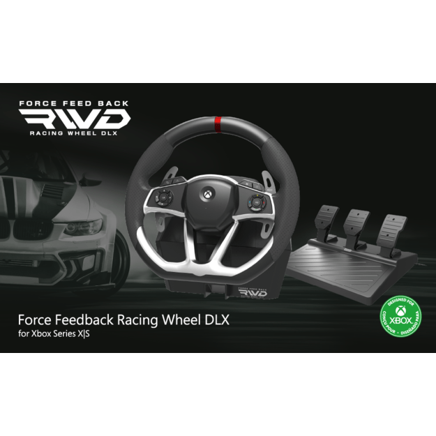 HORI - Force Feedback Racing Wheel DLX+ 7-Speed Racing Shifter Bundle For Xbox Series X - S, Xbox One and PC (Windows 11/10)