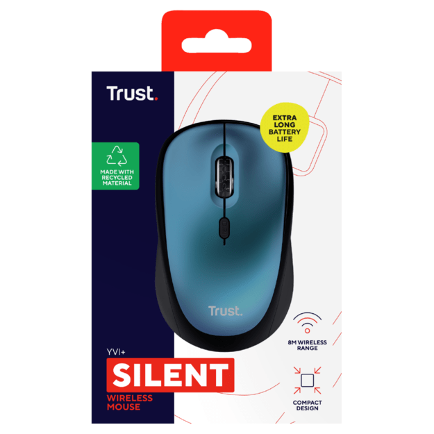 TRUST YVI+ WIRELESS MOUSE ECO BLUE