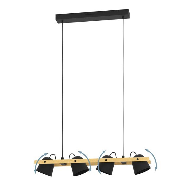 EGLO - Hornwood-Z long table pendant natural and black L78 - RGB + TW - Zigbee, Bluetooth 5