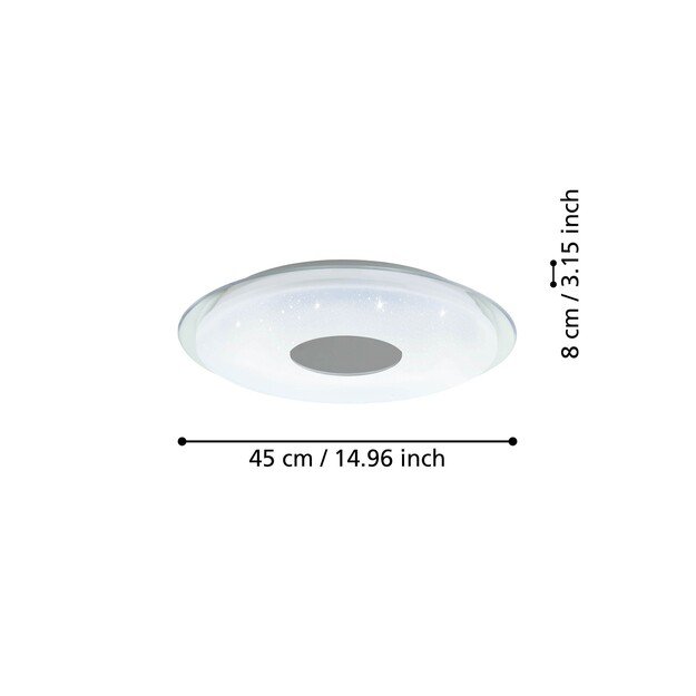 EGLO - Lanciano-Z ceiling lamp chrome and white with crystal effect Ø45 - TW - Zigbee, Bluetooth