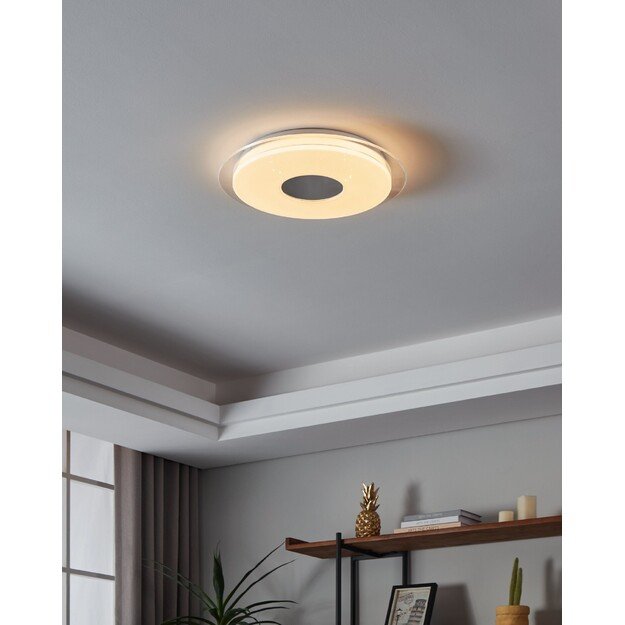 EGLO - Lanciano-Z ceiling lamp chrome and white with crystal effect Ø45 - TW - Zigbee, Bluetooth