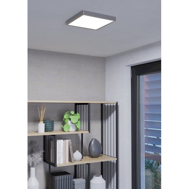 EGLO Fueva-Z Smart Ceiling Light – Brushed Steel, 28.5x28.5 cm, Zigbee & Bluetooth