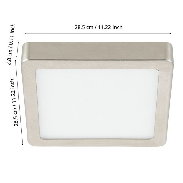 EGLO Fueva-Z Smart Ceiling Light – Brushed Steel, 28.5x28.5 cm, Zigbee & Bluetooth