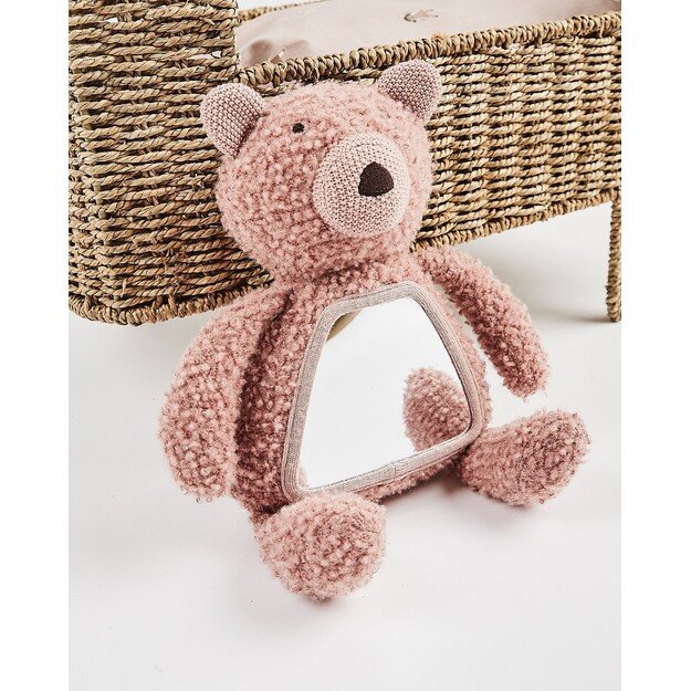 Smallstuff - Activity bear with mirror, wool bouclé, rose - (40048-05)