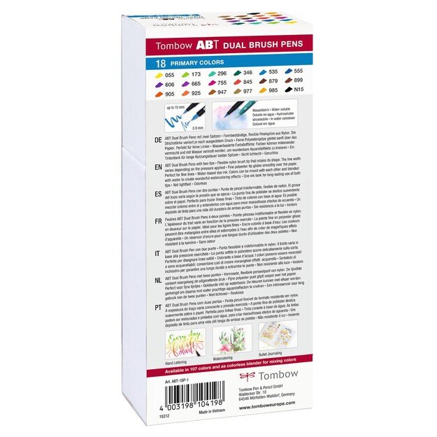 Tombow - 18 ABT Dual Brush Pen - Primary