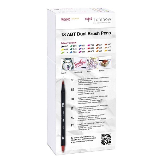 Tombow - 18 ABT Dual Brush Pen - Primary