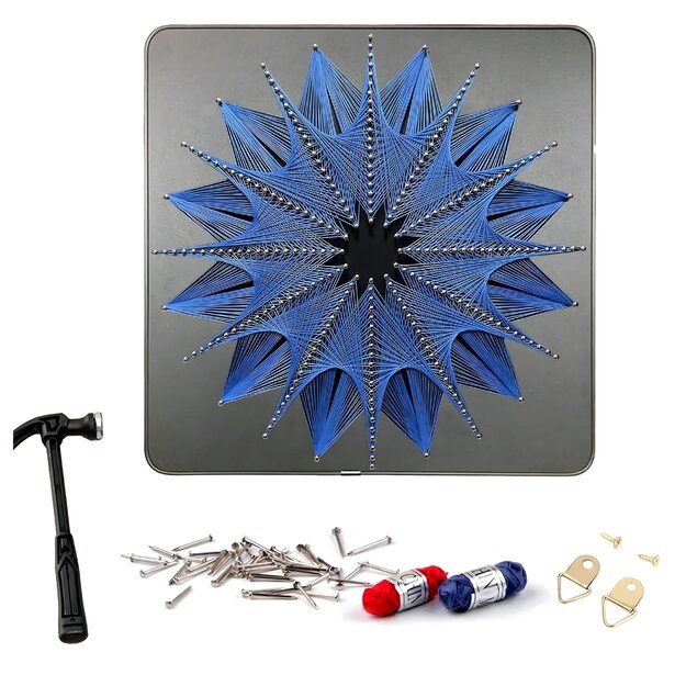 Virvelių meno kūrybinis rinkinys, paveikslų rėmelis iš pintų siūlų, 40x40 cm