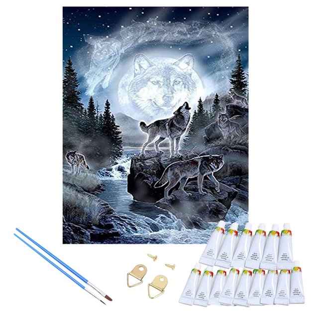 MALOWANIE PO NUMERACH OBRAZ Z RAMĄ  DIY ZESTAW PĘDZLE FARBY PŁÓTNO 40x50