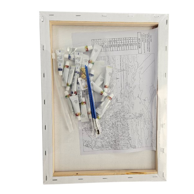 MALOWANIE PO NUMERACH OBRAZ Z RAMĄ  DIY ZESTAW PĘDZLE FARBY PŁÓTNO 40x50 4