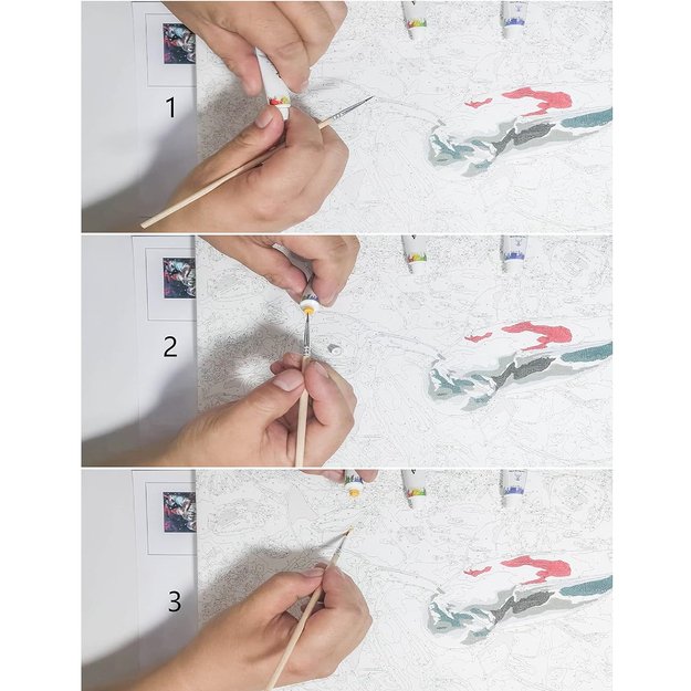 MALOWANIE PO NUMERACH OBRAZ Z RAMĄ  DIY ZESTAW PĘDZLE FARBY PŁÓTNO 40x50 7