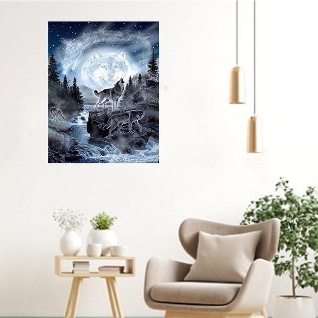 MALOWANIE PO NUMERACH OBRAZ Z RAMĄ  DIY ZESTAW PĘDZLE FARBY PŁÓTNO 40x50 11