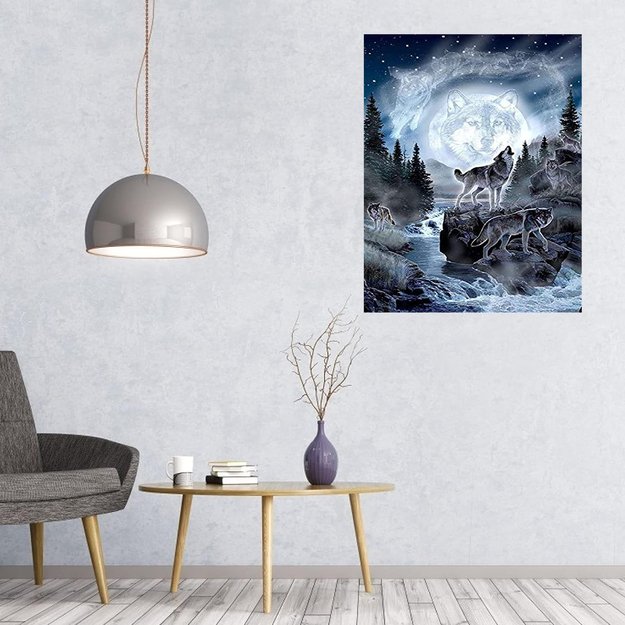 MALOWANIE PO NUMERACH OBRAZ Z RAMĄ  DIY ZESTAW PĘDZLE FARBY PŁÓTNO 40x50 6