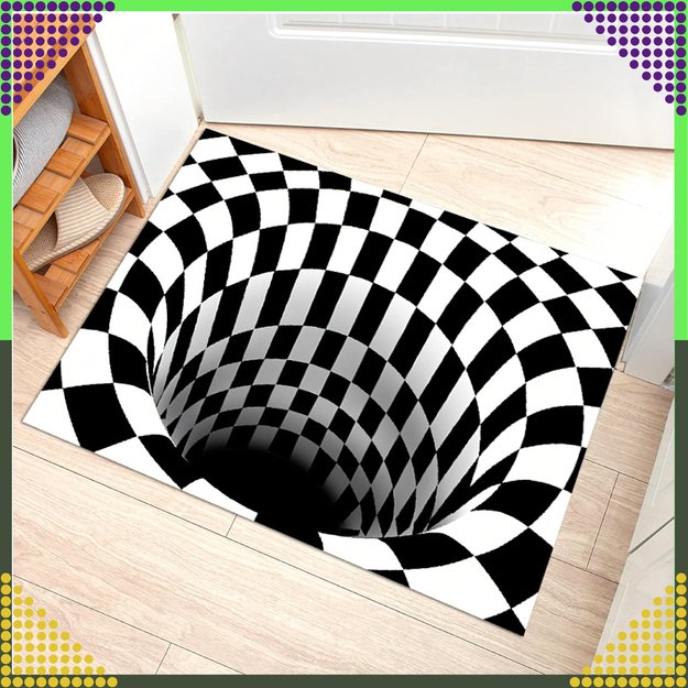 Chodnik Dywanik Mata Wycieraczka z Efektem 3D Iluzja Biała Dziura 60x90 CM 12