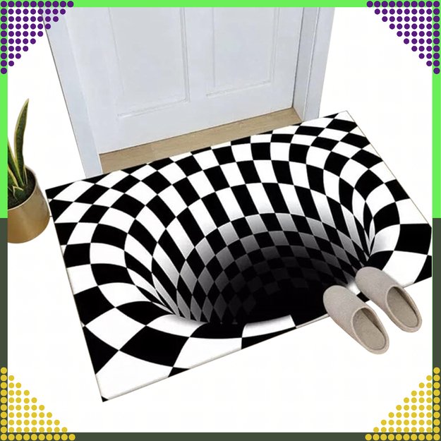 Chodnik Dywanik Mata Wycieraczka z Efektem 3D Iluzja Biała Dziura 60x90 CM 8