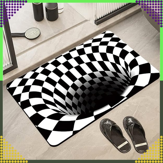 Chodnik Dywanik Mata Wycieraczka z Efektem 3D Iluzja Biała Dziura 60x90 CM 14