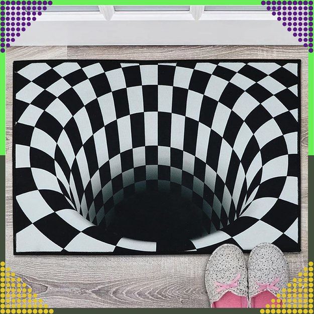 Chodnik Dywanik Mata Wycieraczka z Efektem 3D Iluzja Biała Dziura 60x90 CM 11