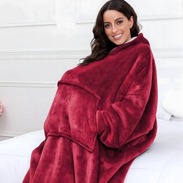 DUŻA BLUZA KOC KOCOBLUZA OVERSIZE GRUBA Z KAPTUREM SZLAFROK DAMSKA MĘSKA 3