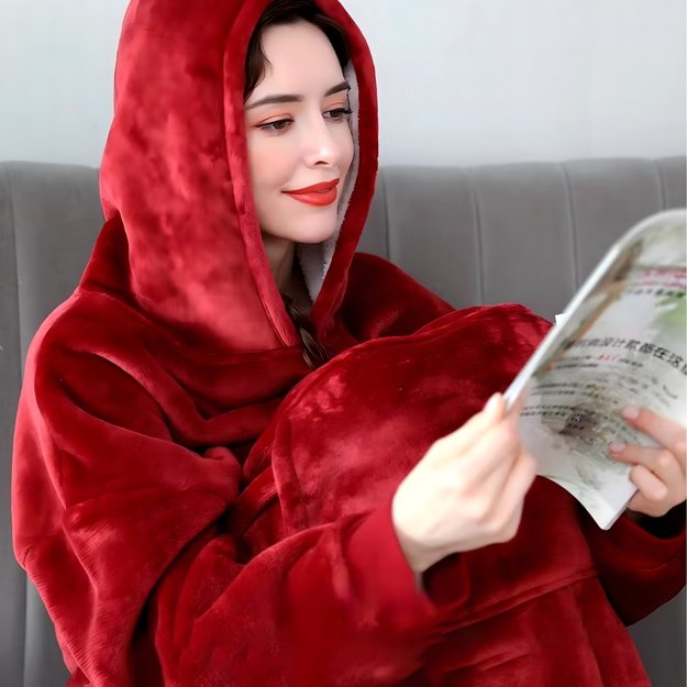 DUŻA BLUZA KOC KOCOBLUZA OVERSIZE GRUBA Z KAPTUREM SZLAFROK DAMSKA MĘSKA 9