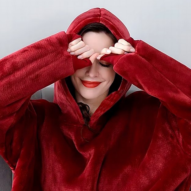 DUŻA BLUZA KOC KOCOBLUZA OVERSIZE GRUBA Z KAPTUREM SZLAFROK DAMSKA MĘSKA 10