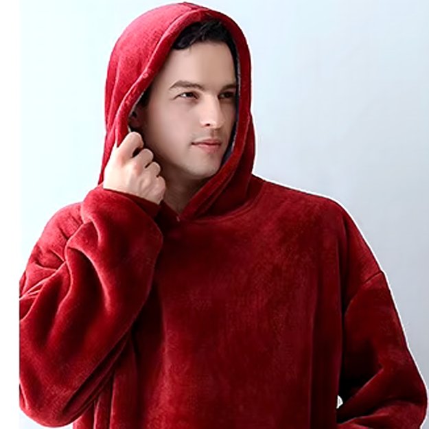 DUŻA BLUZA KOC KOCOBLUZA OVERSIZE GRUBA Z KAPTUREM SZLAFROK DAMSKA MĘSKA 14